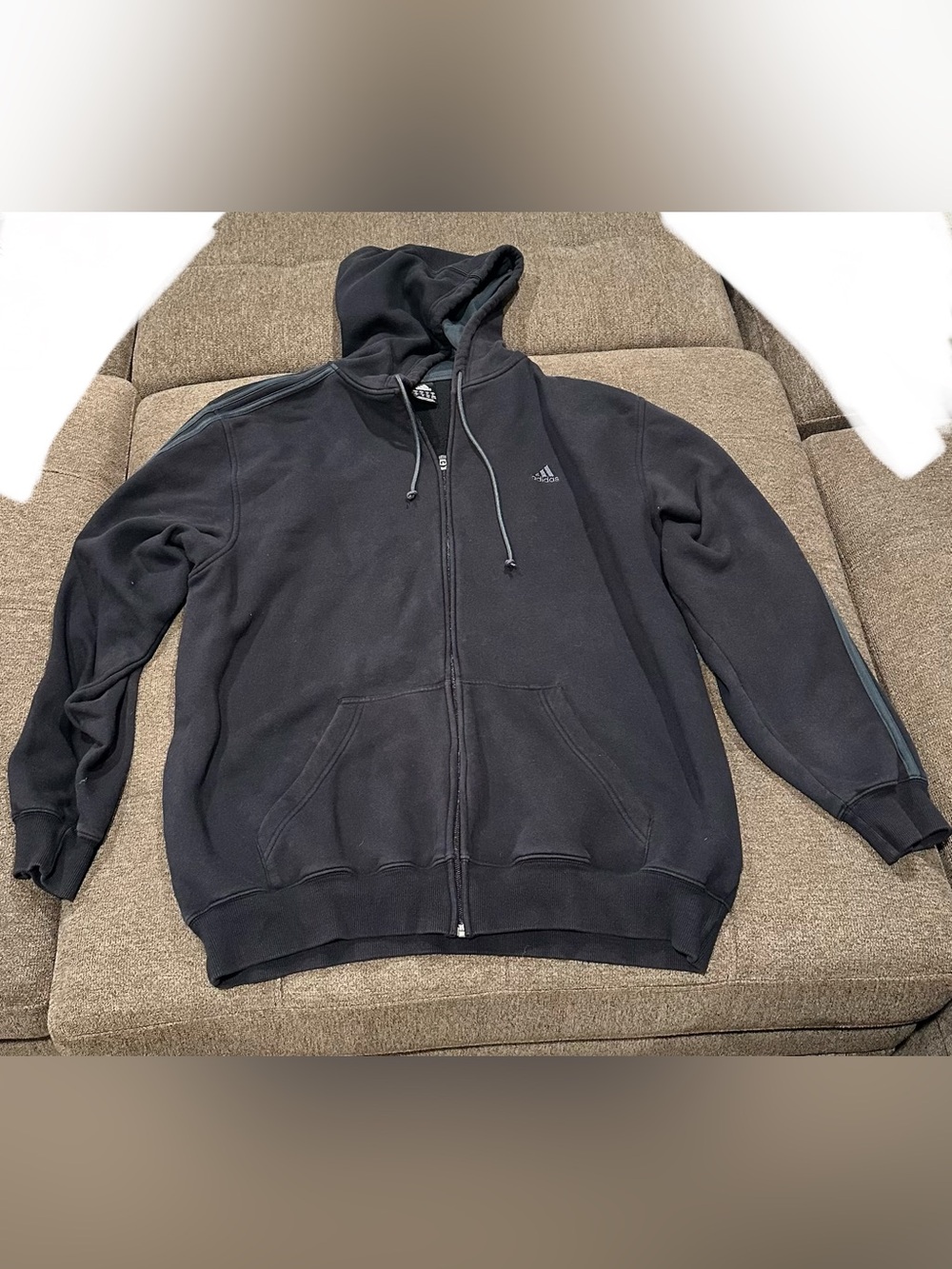 adidas Men's Black Full-Zip Hoodie with Subtle Logo
